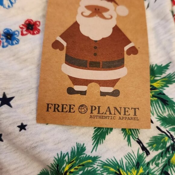 Free Planet Men's XL T Shirt - Christmas Themed Santa Aloha/ Hawaiian gray q2 - Picture 3 of 4